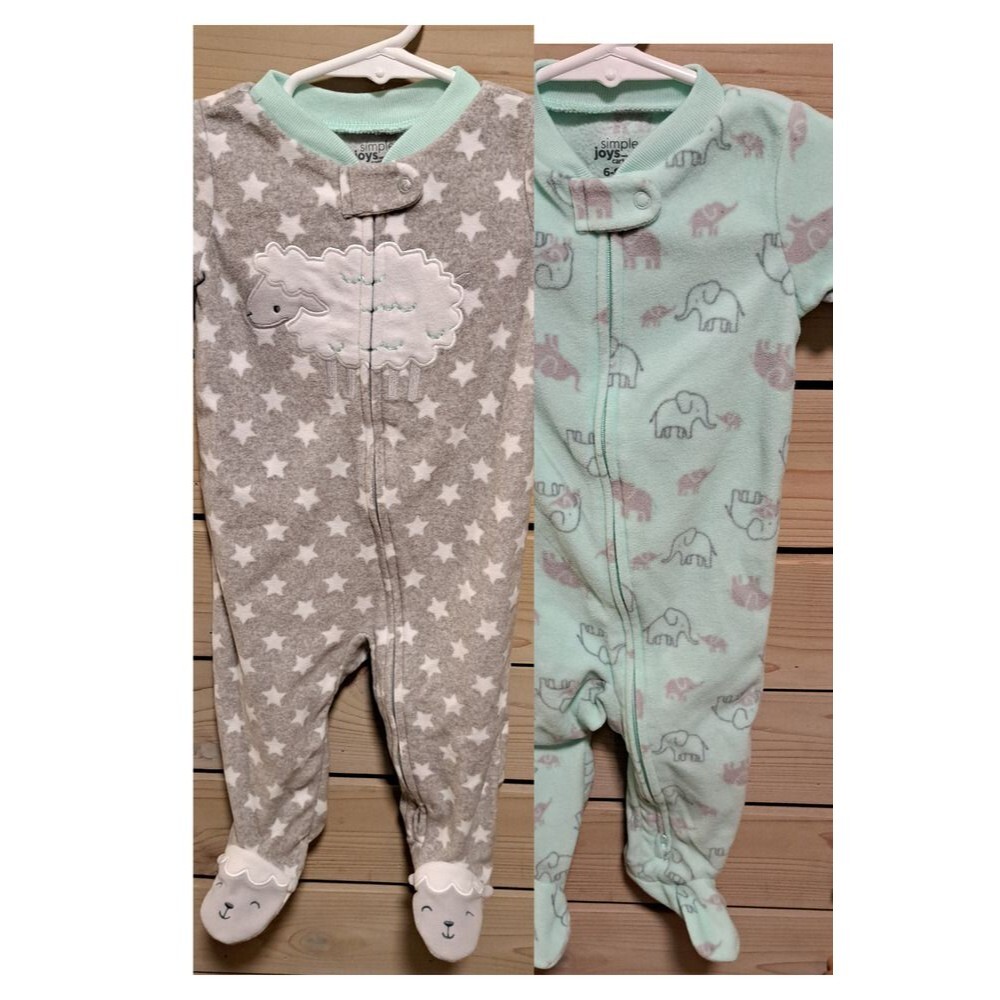 Lot of 2 Simple Joys by Carters 6-9 Months Footed Sleeper Pajamas- NWOT
